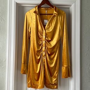 Free People Gold Velvet Top